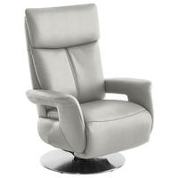 RELAXSESSEL in Leder Weiss  - Weiss/Edelstahlfarben, Design, Leder/Metall (78/112/85cm) - Cantus