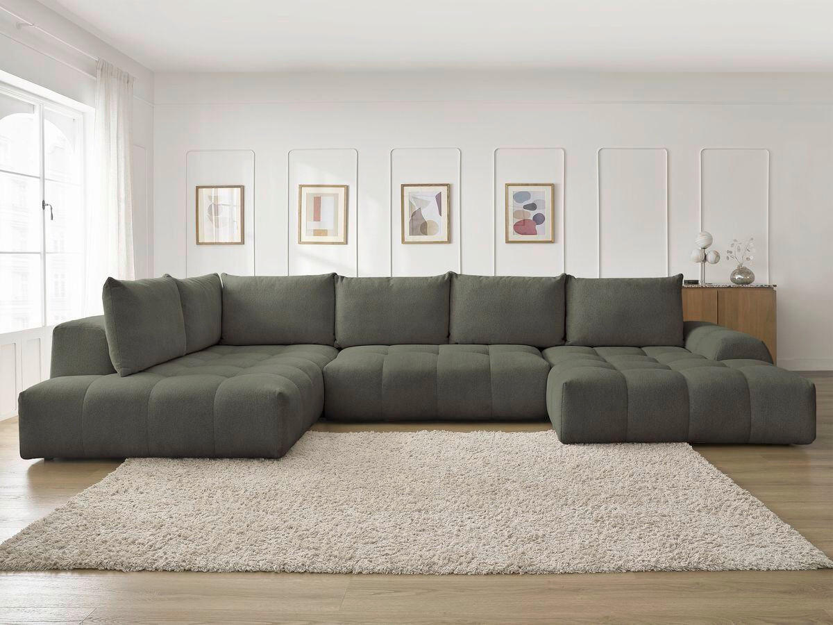 ECKSCHLAFSOFA EVEREST  mit Rücken echt, Armteil links, Armteil rechts Flachgewebe Grün  - Schwarz/Grün, MODERN, Kunststoff/Textil (212/423/198cm)