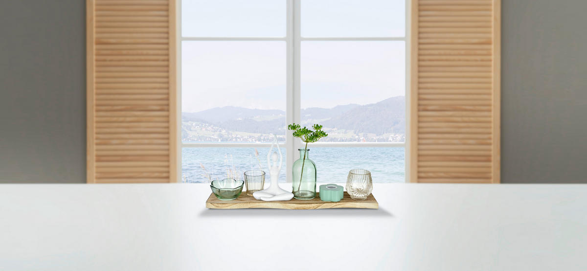 DEKOVASE  - Multicolor, LIFESTYLE, Glas/Holz (50/12,5/19,5cm) - Ambia Home