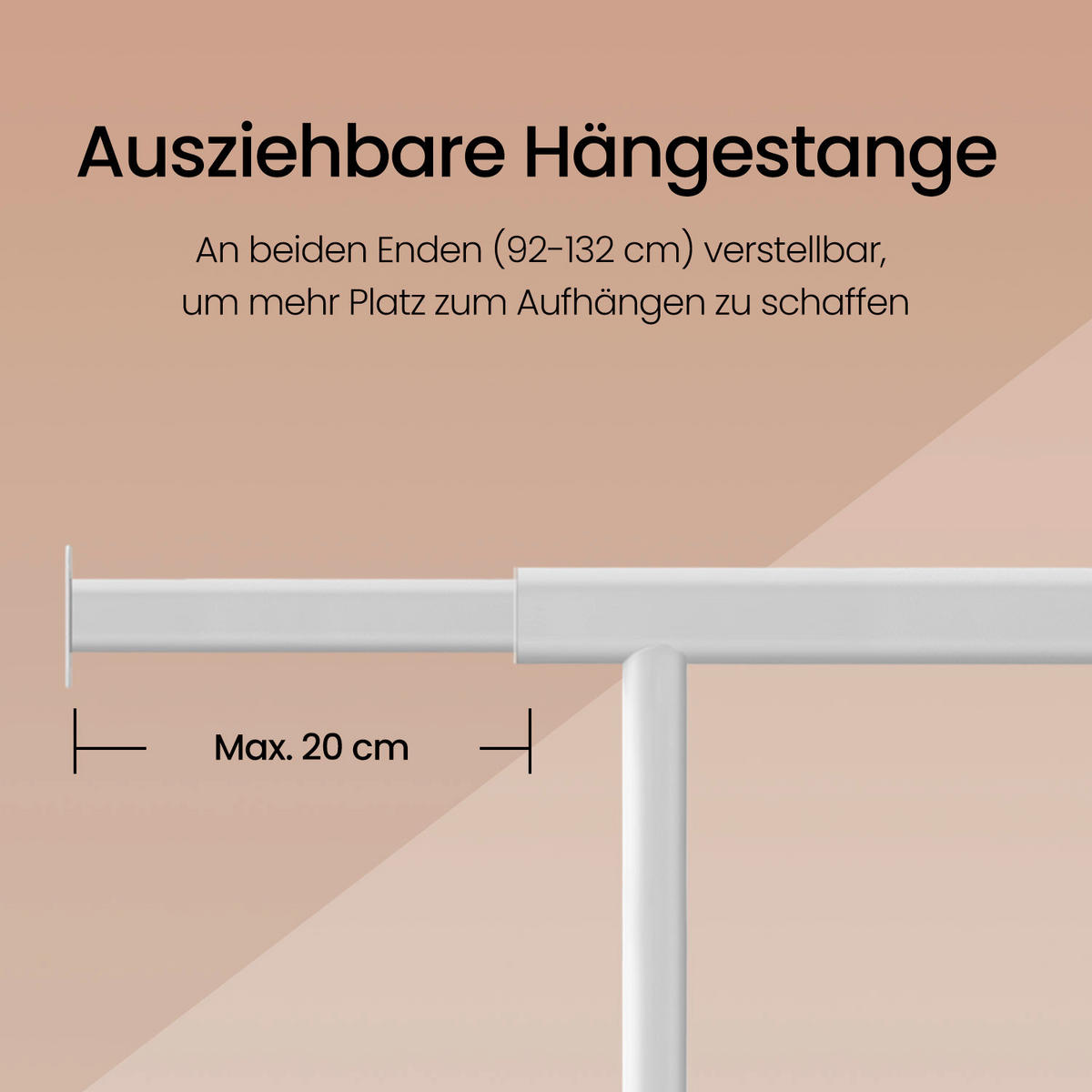 POJAZDNÝ STOJAN NA ODEVY - farba ušľachtilej ocele, Basics, kov/plast (45/161/92-132cm)