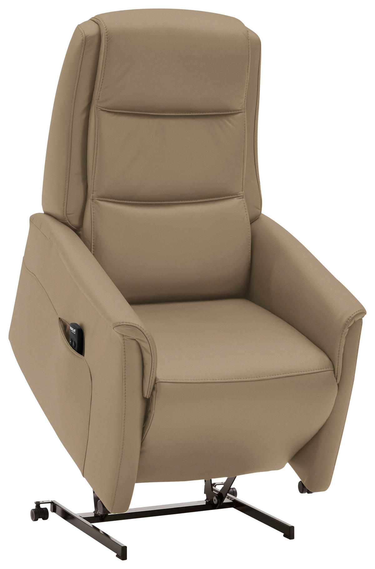 FERNSEHSESSEL Valdera  mit Relaxfunktion, Aufstehhilfe, Rücken echt Echtleder Greige  - Greige/Schwarz, KONVENTIONELL, Leder/Kunststoff (70/107/88cm) - Livetastic