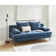 SCHLAFSOFA  mit Samt Dunkelblau  - Schwarz/Dunkelblau, Design, Textil/Metall (205/79-96/95cm) - Novel