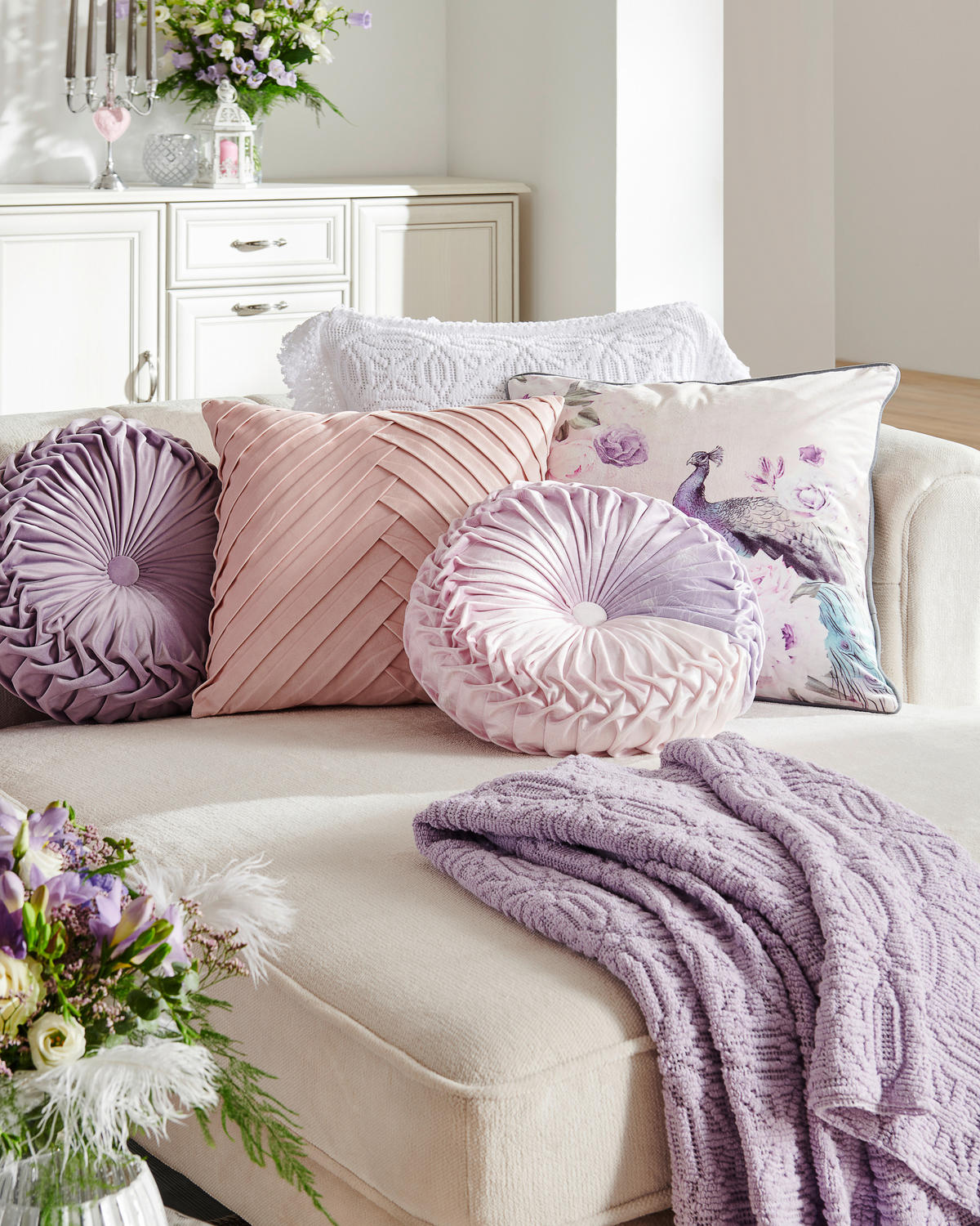 HÖRNSOFFA i plysch vit  - vit/mörkbrun, Design, trä/textil (260/160cm) - MID.YOU