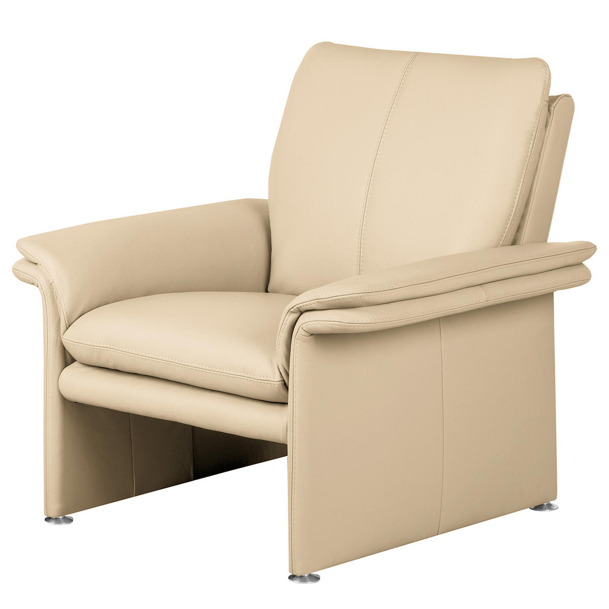 SESSEL in Echtleder Beige  - Beige/Silberfarben, Design, Leder/Metall (93/90/88cm) - Livetastic
