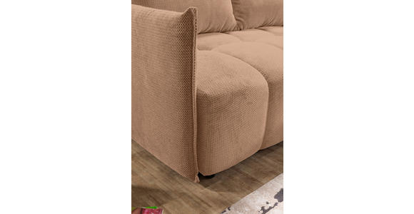 ECKSOFA Rosa Plüsch Zierkissen, Rückenkissen, Bettkasten, Schlaffunktion, Rücken echt, Liegefläche im Originalstoff  - Schwarz/Rosa, KONVENTIONELL, Kunststoff/Textil (253/192cm) - Carryhome