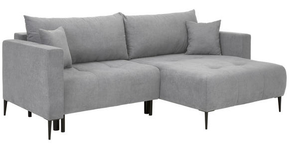 ECKSOFA  in Velours Hellgrau  - Hellgrau/Schwarz, KONVENTIONELL, Textil/Metall (226/155cm) - Carryhome