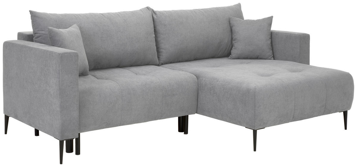 KUTNA GARNITURA tekstil  svijetlo siva   - svijetlo siva/crna, Konvencionalno, tekstil/metal (226/155cm) - Carryhome
