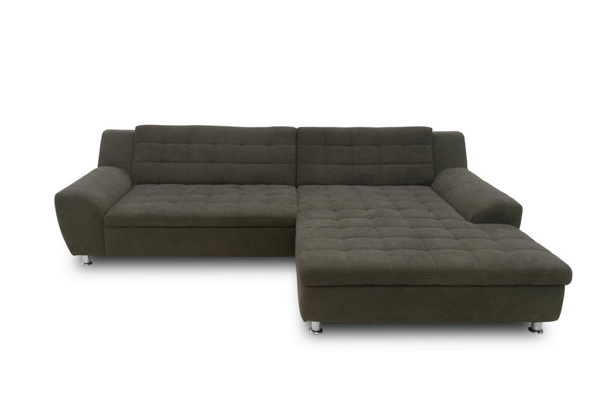 ECKSOFA MORTON Mikrofaser  - Chromfarben/Schwarz, MODERN, Textil/Metall (304/200/84cm) - MID.YOU