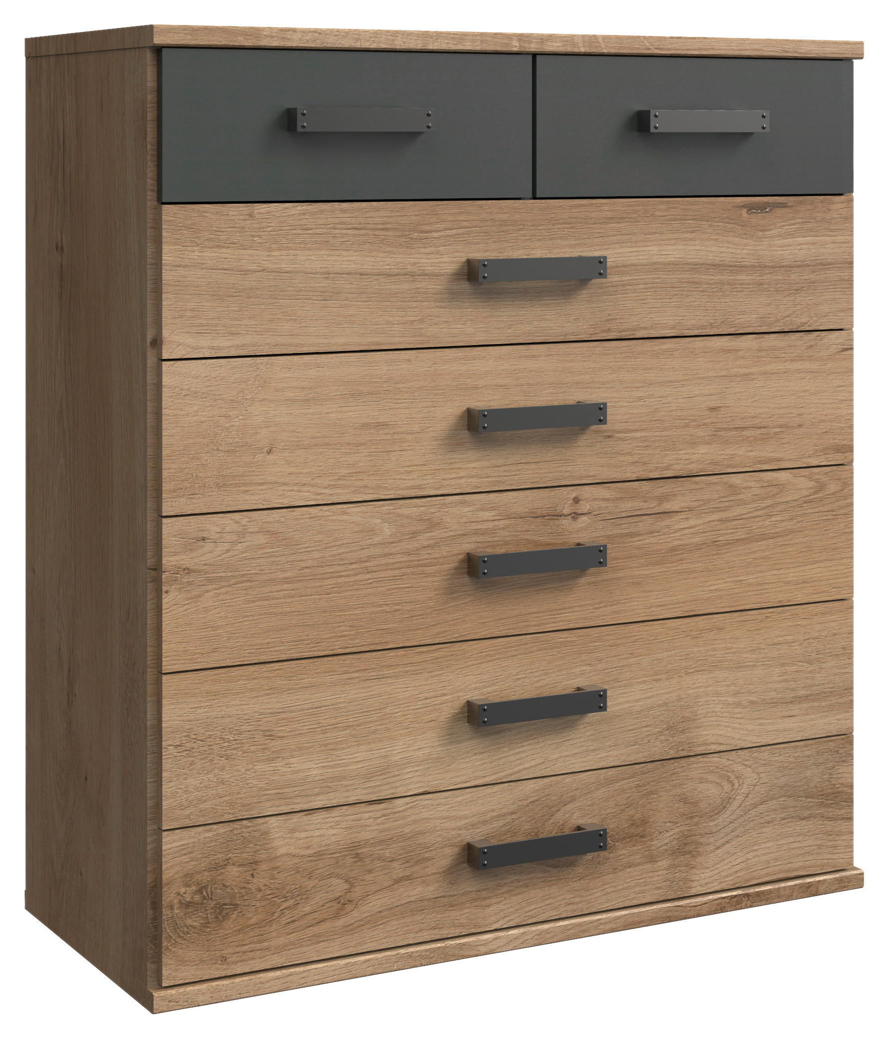 BYRÅ 91/103/40 cm  - Plankeneiche/grafitfärgad, Trend, trämaterial/plast (91/103/40cm) - Carryhome