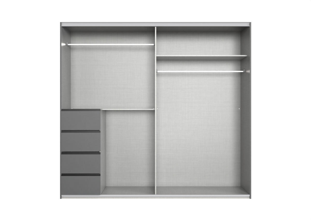 SCHWEBETÜRENSCHRANK 225/208/64 cm 3-türig Graphitfarben  - Graphitfarben, KONVENTIONELL, Glas/Holzwerkstoff (225/208/64cm) - Boxxx