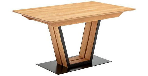 ESSTISCH Wildeiche massiv rechteckig Schwarz, Wildeiche  - Wildeiche/Schwarz, Design, Holz/Metall (120/80/76cm) - Venda