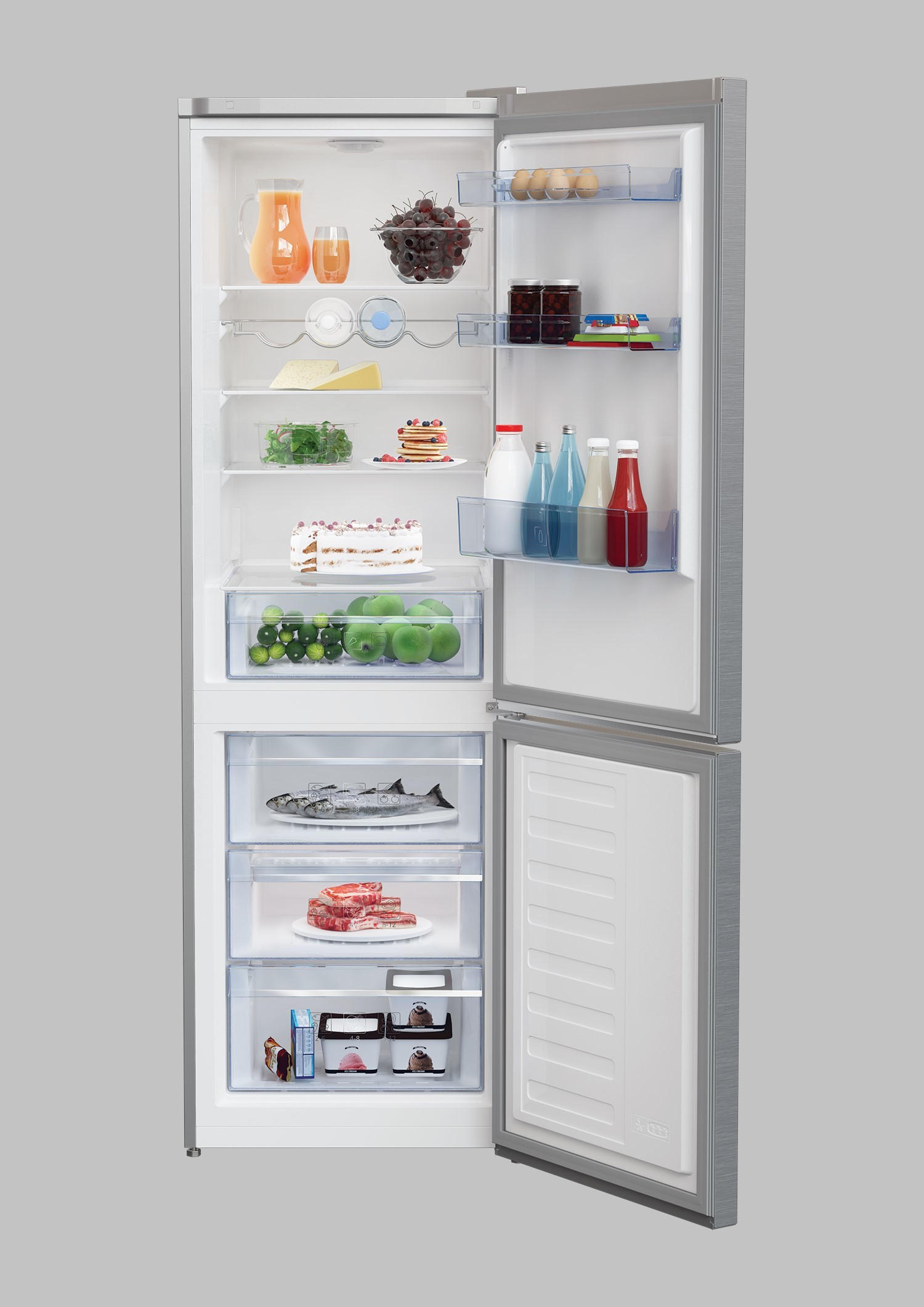KÜHL-GEFRIER-KOMBINATION RCSA366K40XBN  - Edelstahlfarben, Basics, Kunststoff/Metall (59,5/185,2/67cm) - Beko