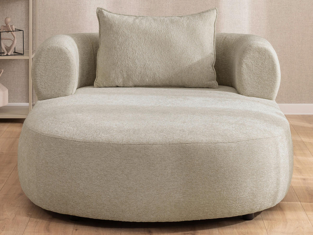 XXL-SESSEL Chenille Beige    - Beige/Schwarz, Design, Kunststoff/Textil (122/76/156cm) - Livetastic