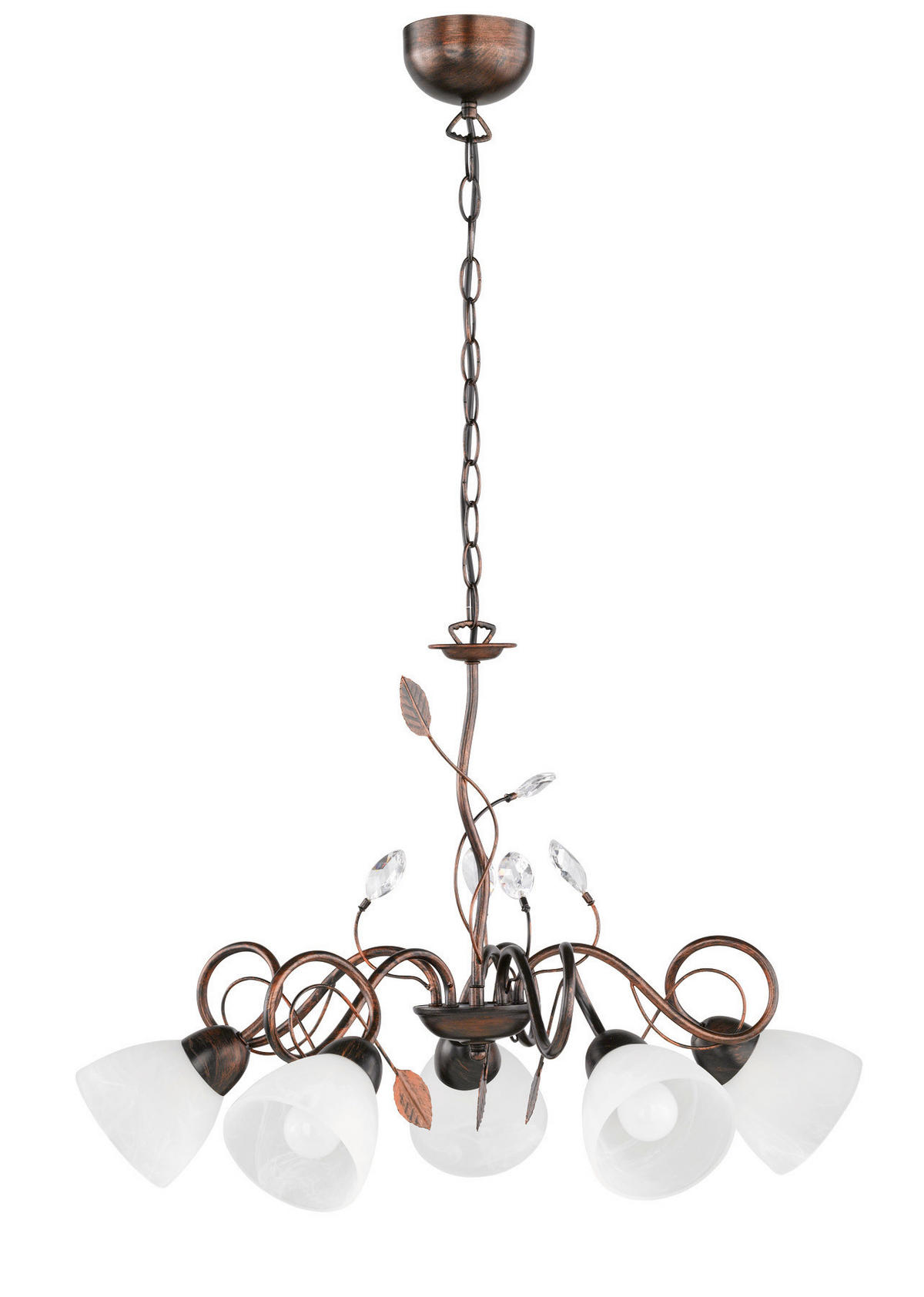 KRONLEUCHTER 70/150 cm    - Weiss/Rostfarben, Konventionell, Glas/Metall (70/150cm) - Trio Leuchten