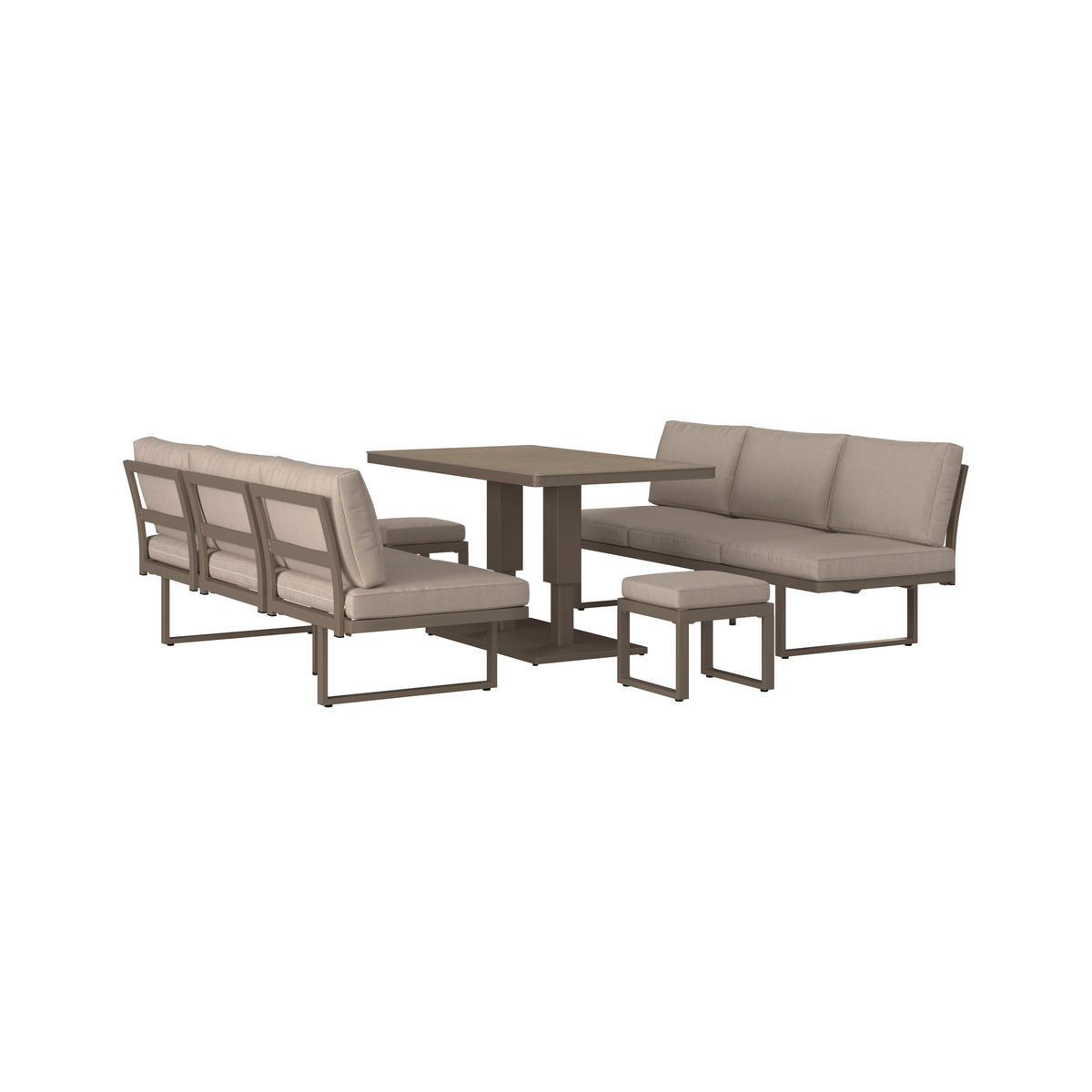 DINING-LOUNGESET Aluminium  - Beige/Hellgrau, MODERN, Glas/Textil - Ambia Garden