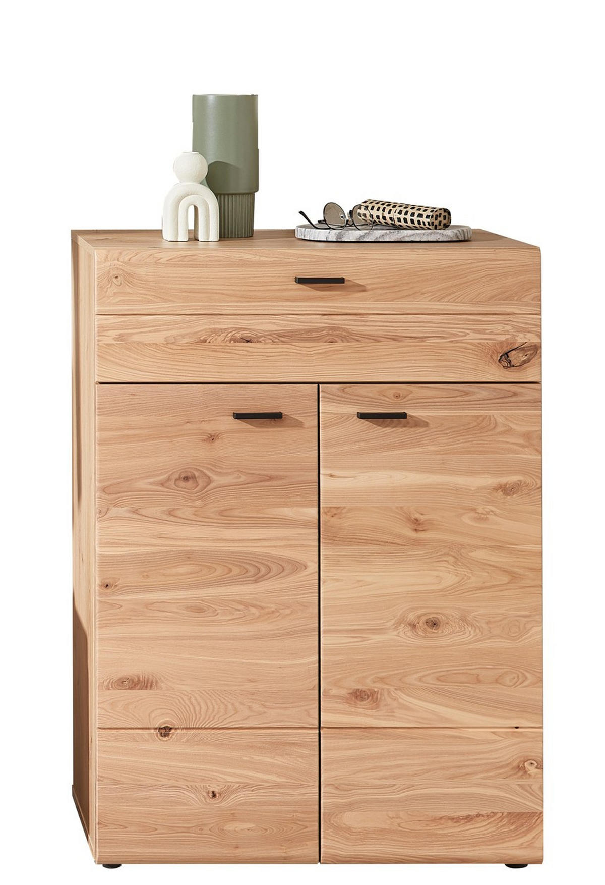 SCHUHSCHRANK teilmassiv Eschefarben, Eiche Artisan  - Eschefarben/Schwarz, Design, Holzwerkstoff/Metall (75/105/39cm) - Livetastic