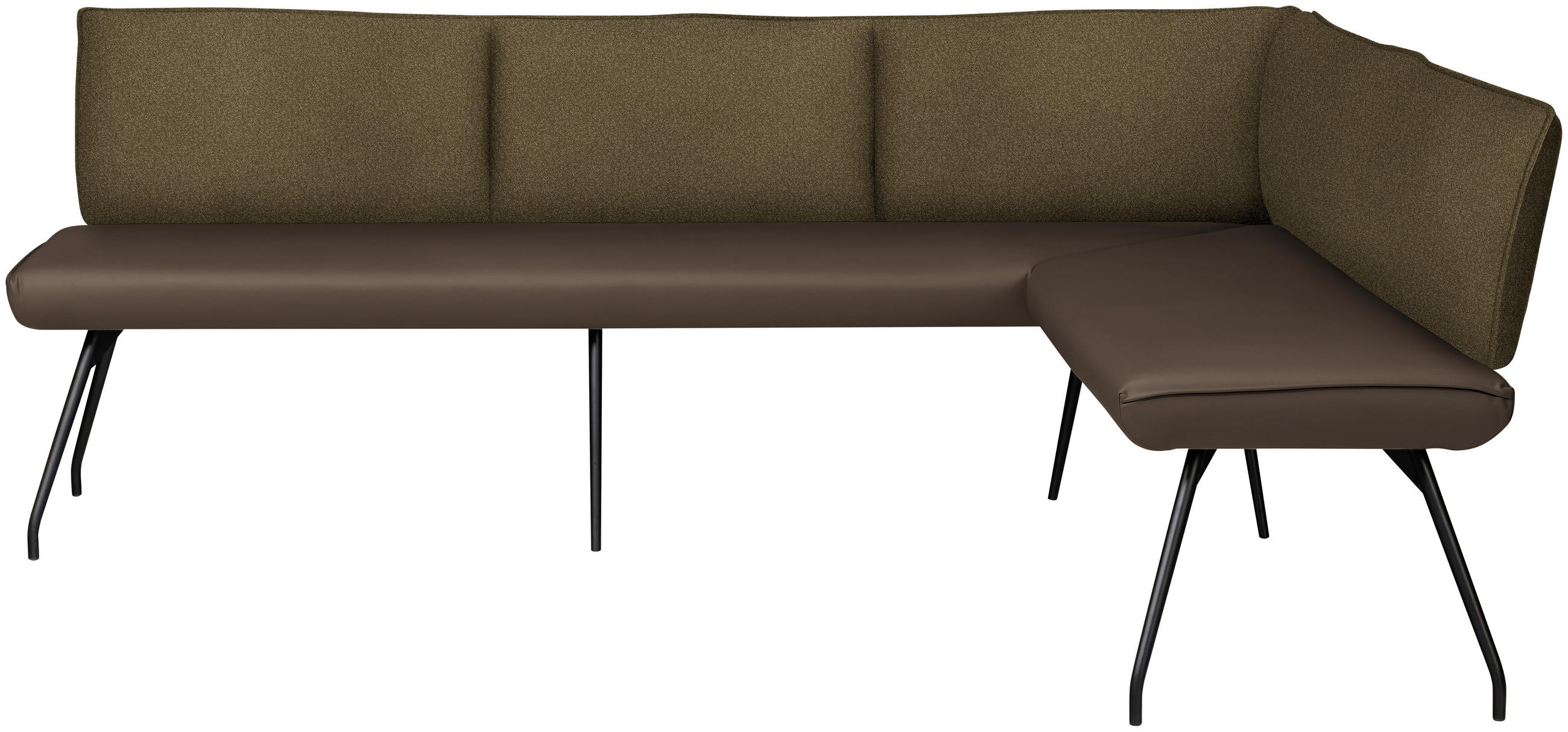 ECKBANK 225/155 cm Mikrofaser Braun   - Anthrazit/Schwarz, Design, Textil/Metall (225/155cm) - Moderano