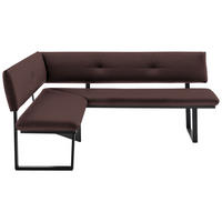 ECKBANK in Metall, Textil Dunkelbraun  - Dunkelbraun/Schwarz, Modern, Textil/Metall (150/190cm) - Cantus
