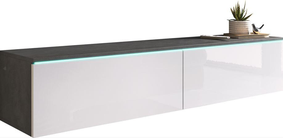 LOWBOARD D140  in 140/30/33 cm  - Weiß Hochglanz/Anthrazit, LIFESTYLE, Holzwerkstoff/Kunststoff (140/30/33cm) - P & B