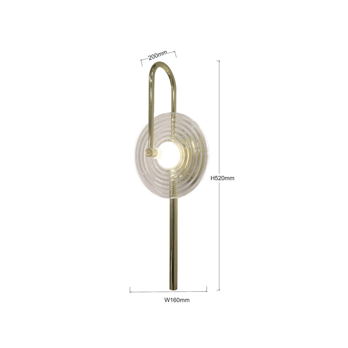 LED-WANDLEUCHTE Plato  52/16/20 cm  - Transparent, Design, Glas (52/16/20cm)