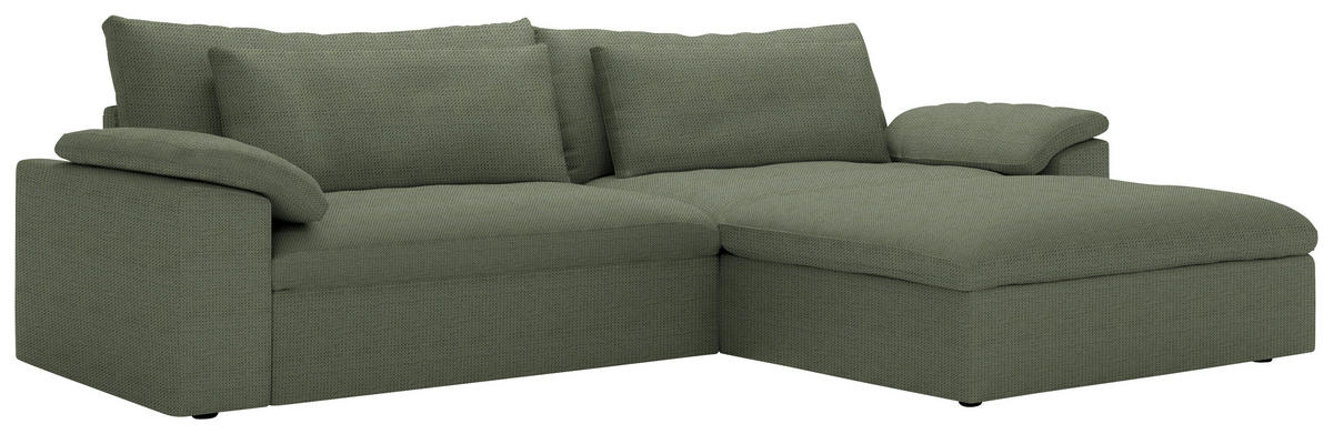 ECKSOFA  Chenille Dunkelgrün  - Dunkelgrün/Schwarz, Modern, Kunststoff/Textil (306/198cm) - Carryhome
