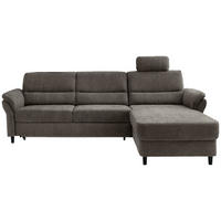 ECKSOFA in Mikrofaser Graubraun  - Graubraun/Schwarz, Modern, Holz/Textil (279/176cm) - Livetastic