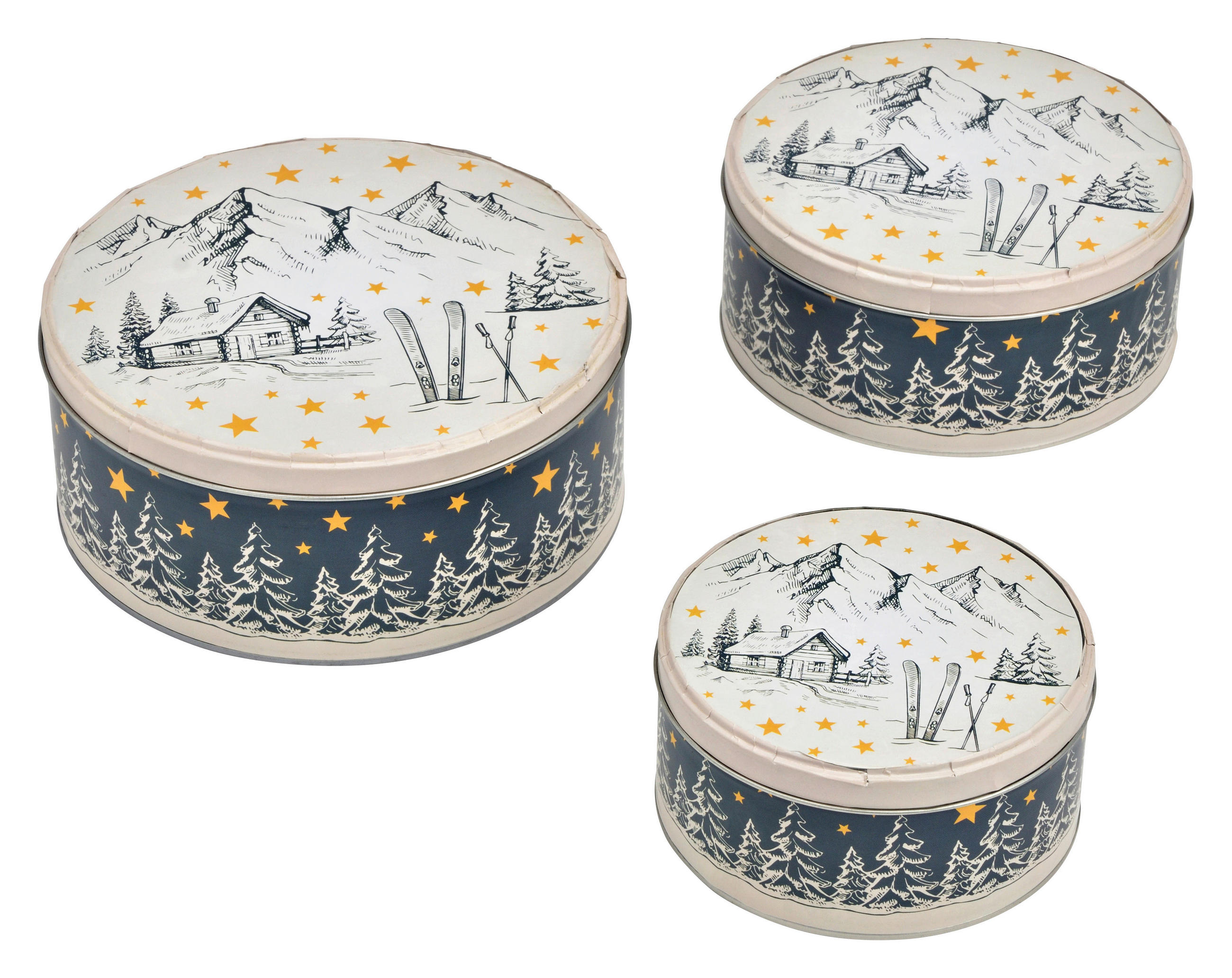 KEKSDOSENSET 3-teilig  - Multicolor, Basics, Metall (19,0/8,0/19,0cm) - X-Mas
