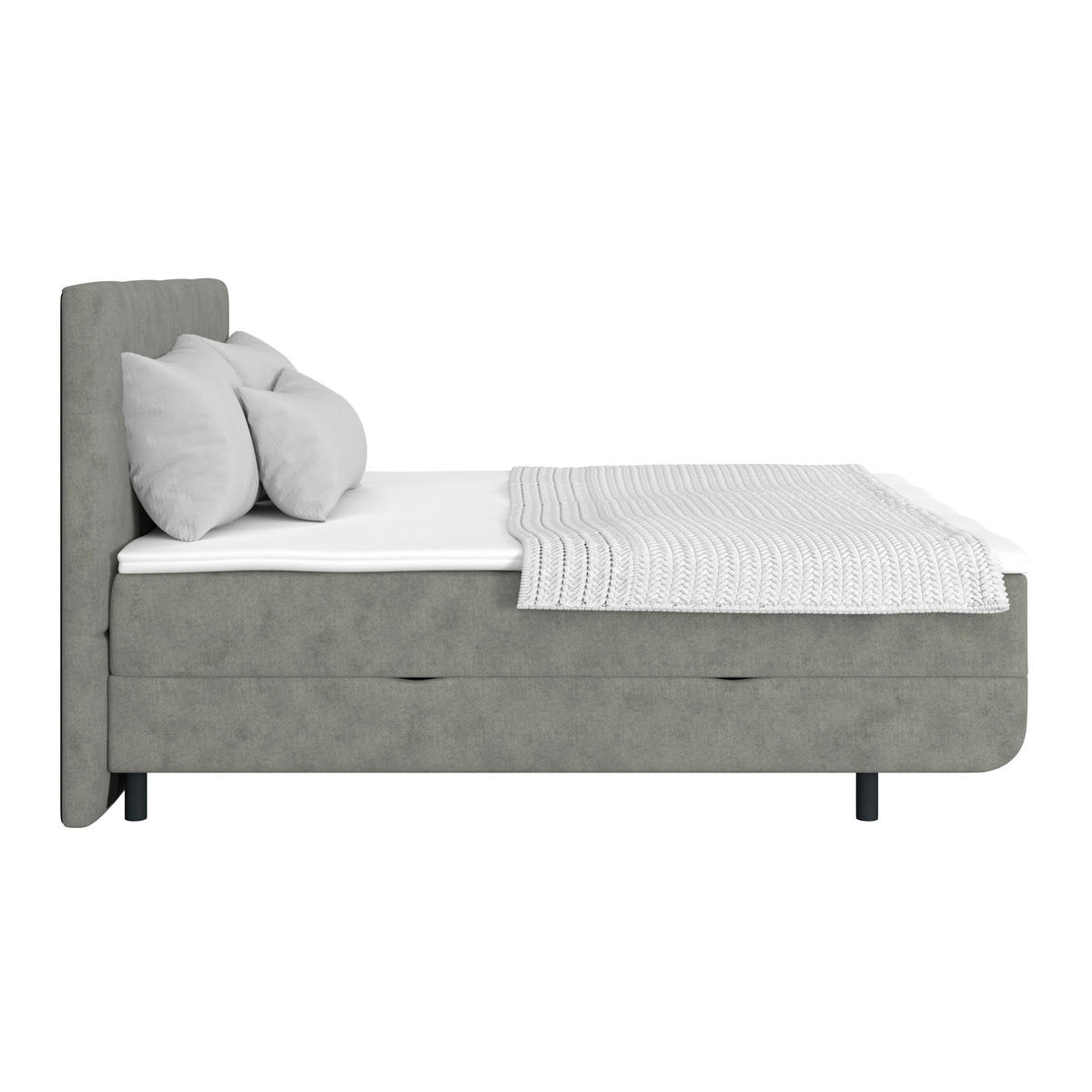 POLSTERBETT Bettkasten, Topper 180/200 cm  in Grau  - Schwarz/Grau, MODERN, Kunststoff/Textil (180/200cm) - MID.YOU