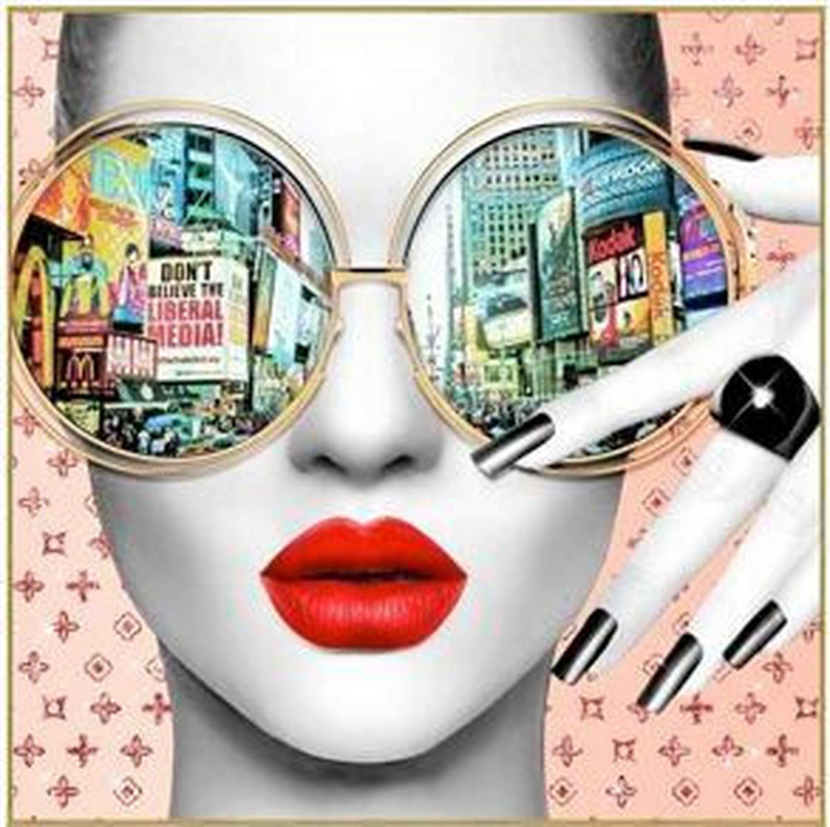 BILD  - Hellbraun/Multicolor, Trend, Glas/Papier (80/80/4cm) - Kare-Design