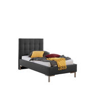 POLSTERBETT 113/200 cm,  in Anthrazit,  - Anthrazit/Silberfarben, MODERN, Textil/Metall (113/200cm) - Livetastic