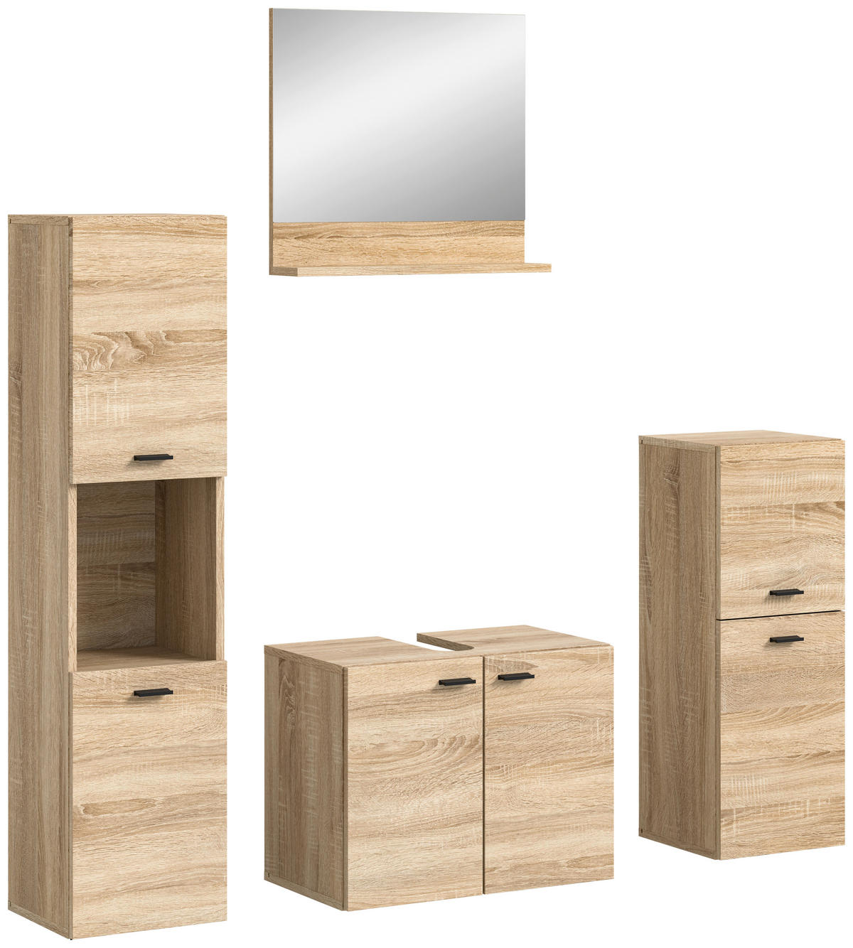 KOUPELNA Sonoma dub  - černá/Sonoma dub, Moderní, kompozitní dřevo/plast (137/186/33cm) - MID.YOU