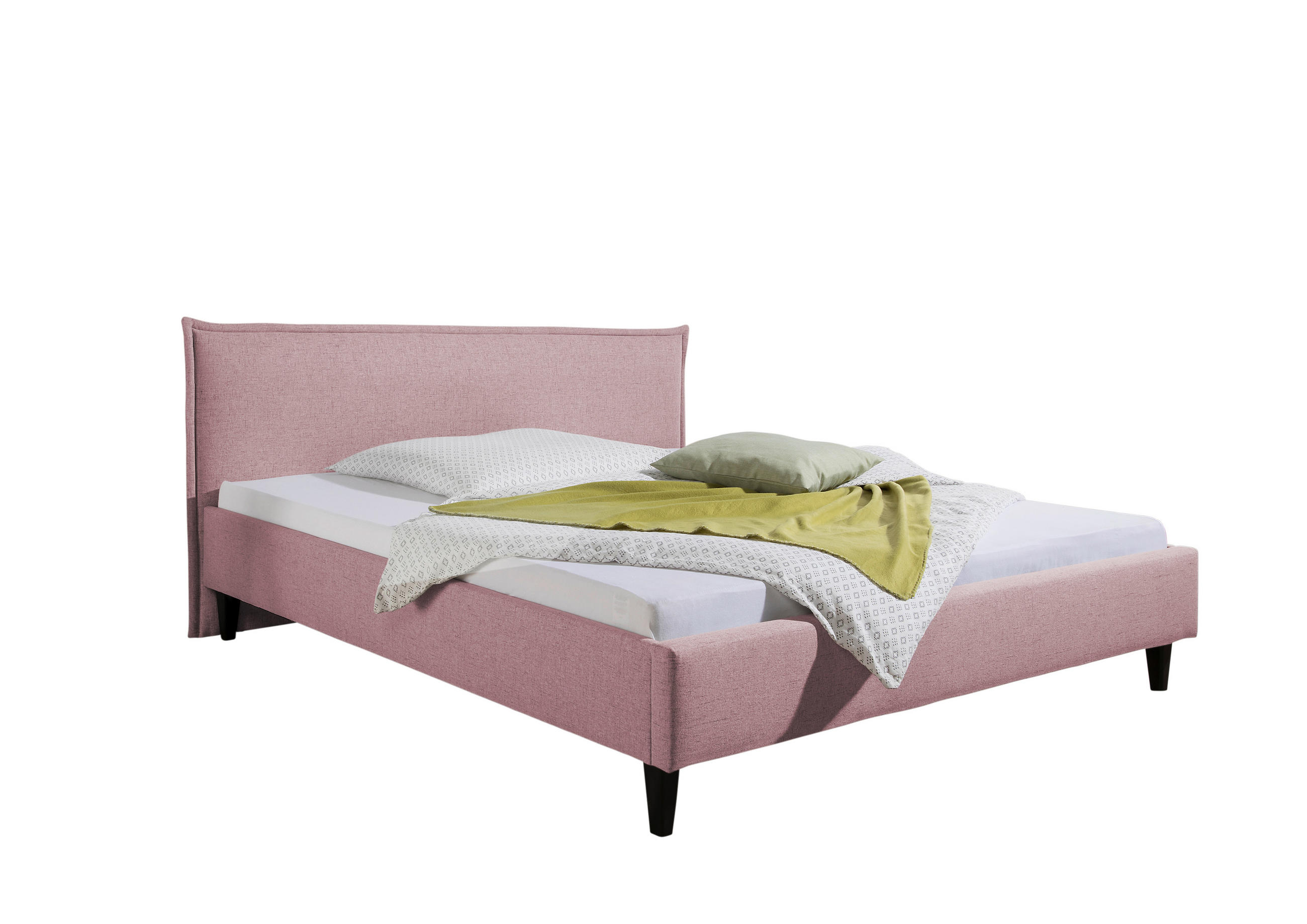 POLSTERBETT 160/200 cm,  in Rosa,  - Schwarz/Rosa, MODERN, Holz/Textil (160/200cm) - Livetastic