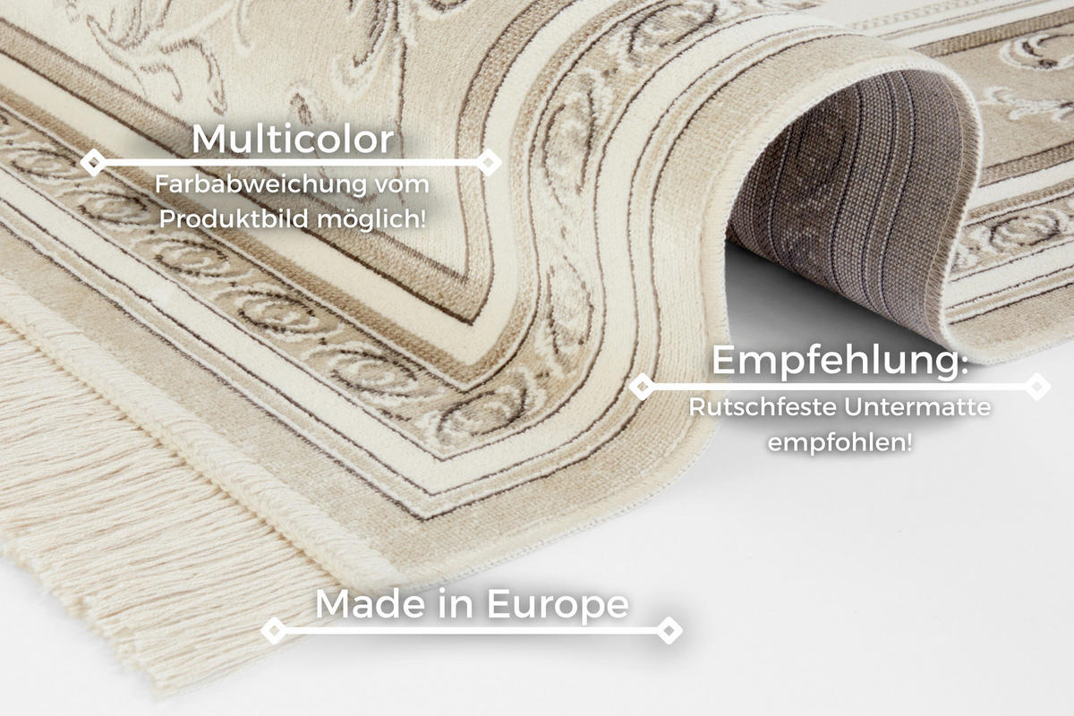 VINTAGE-TEPPICH 195/300 cm Naveh Creme, Ecru  - Ecru/Creme, Basics, Textil (195/300cm)