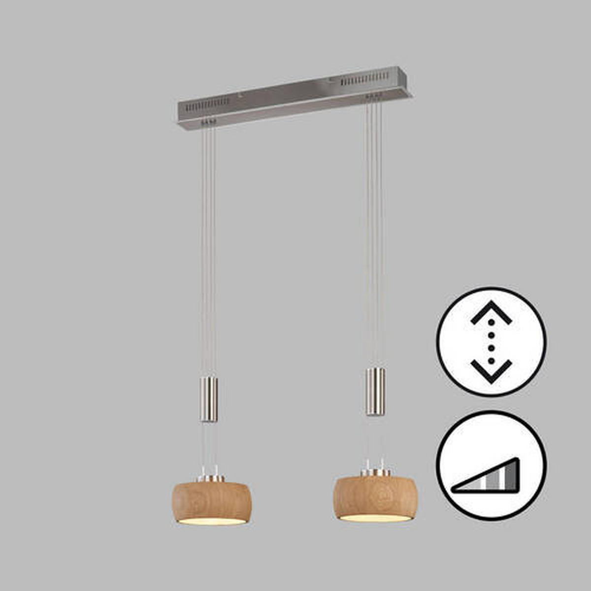 LED-HÄNGELEUCHTE Shine-Wood 65/21/150 cm   - Natur, Holz/Metall (65/21/150cm) - Fischer & Honsel