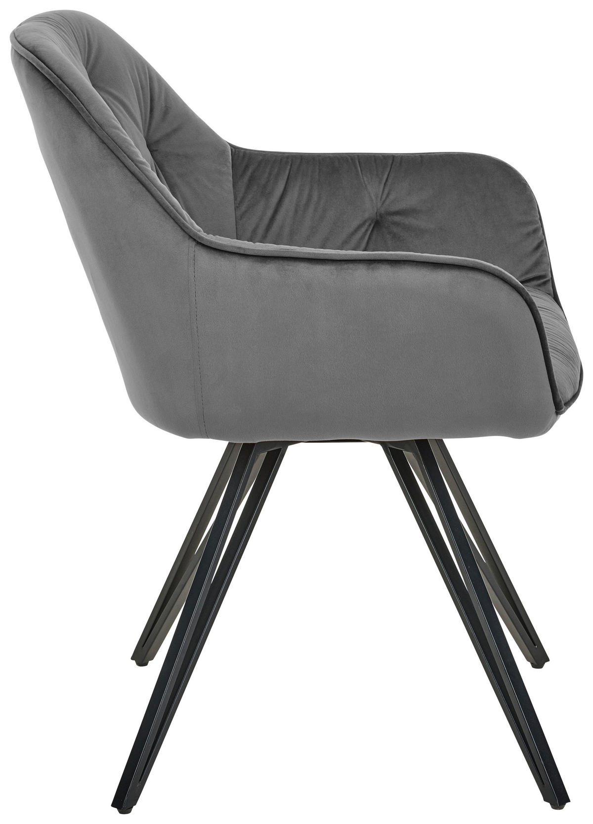 ARMLEHNSTUHL  in Eisen Samt  - Dunkelgrau/Schwarz, LIFESTYLE, Holz/Textil (61/82/62cm) - Livetastic