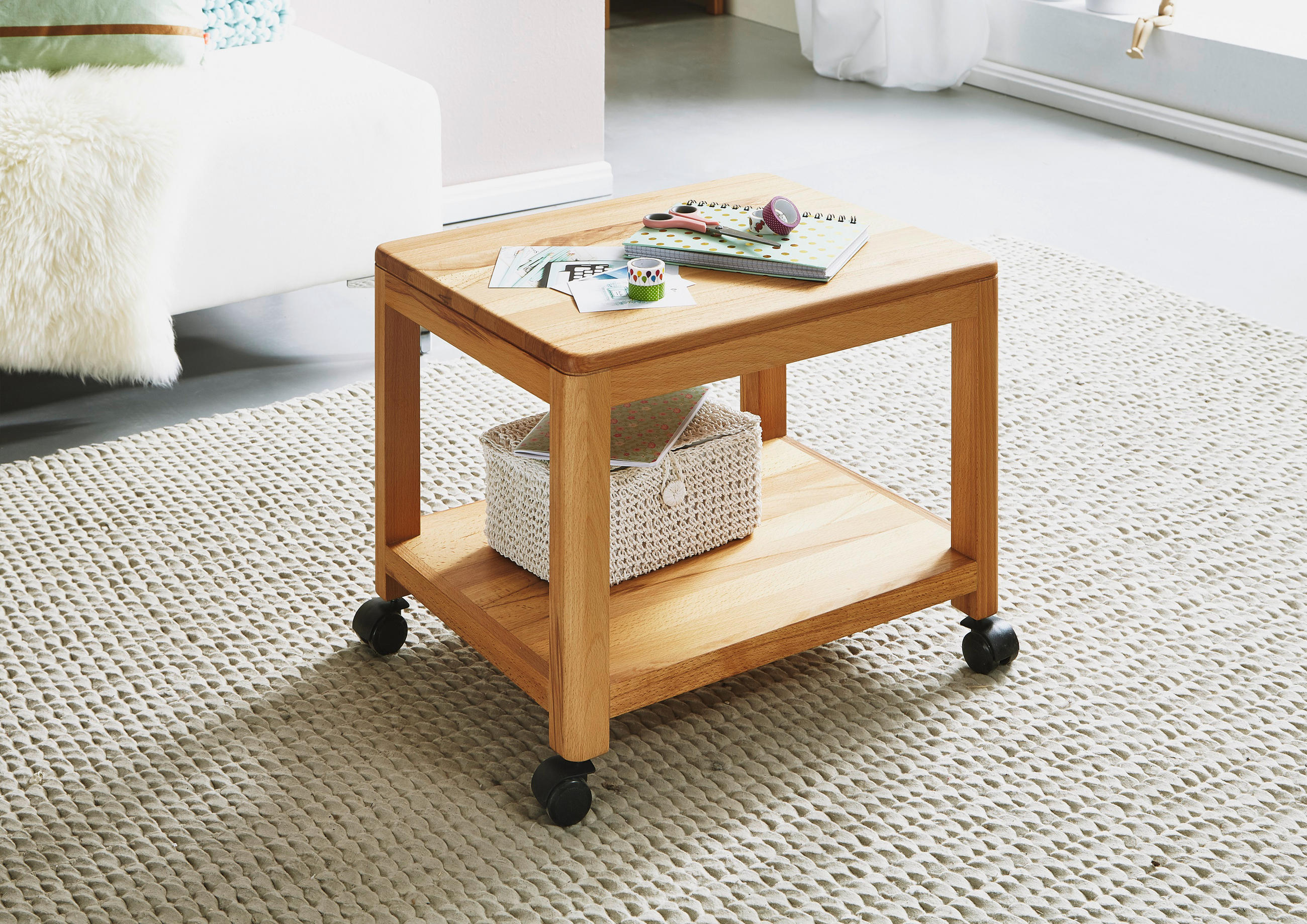 BEISTELLTISCH Kernbuche massiv Buchefarben  - Buchefarben, Design, Holz/Kunststoff (50/40/40cm) - Livetastic