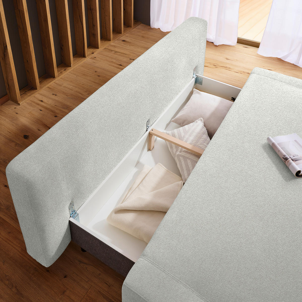 SCHLAFSOFA in Textil Silberfarben  - Silberfarben/Naturfarben, Design, Holz/Textil (211/88/102cm) - Niels Andersson