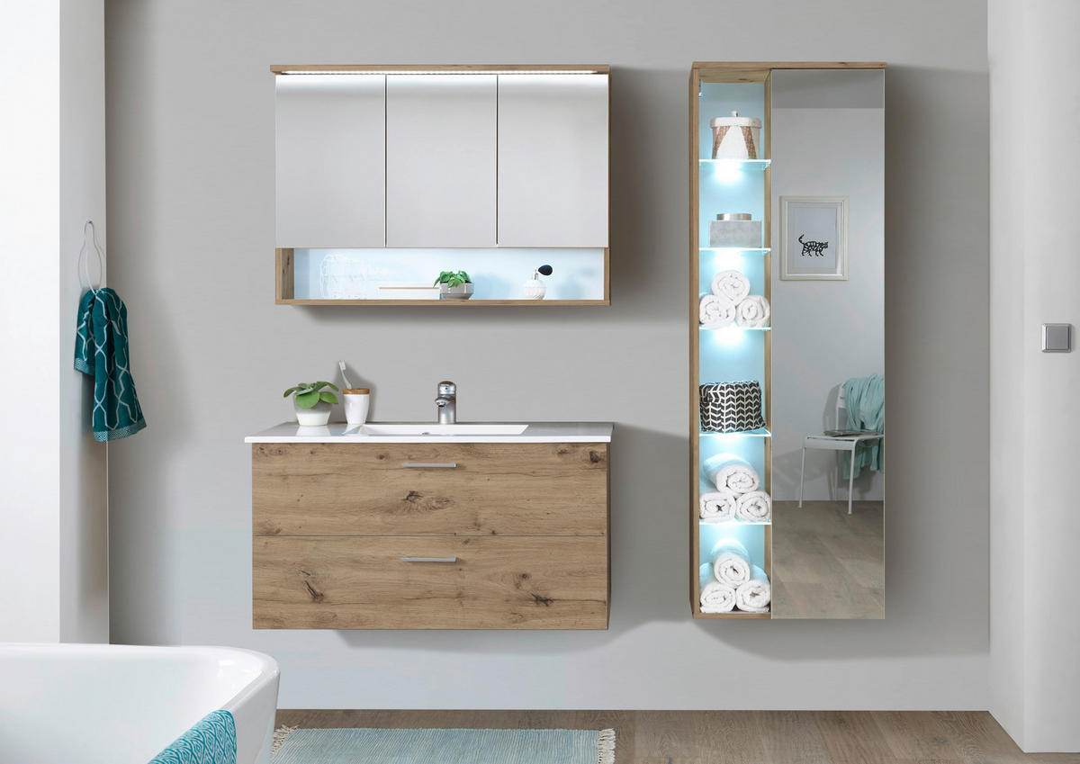 SPIEGELSCHRANK 99/70/23 cm  - Eichefarben, Natur, Glas/Holzwerkstoff (99/70/23cm) - Xora