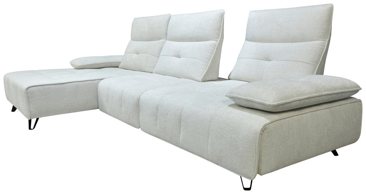 ECKSOFA Creme Chenille  - Creme/Schwarz, Design, Kunststoff/Textil (162/314cm) - Livetastic