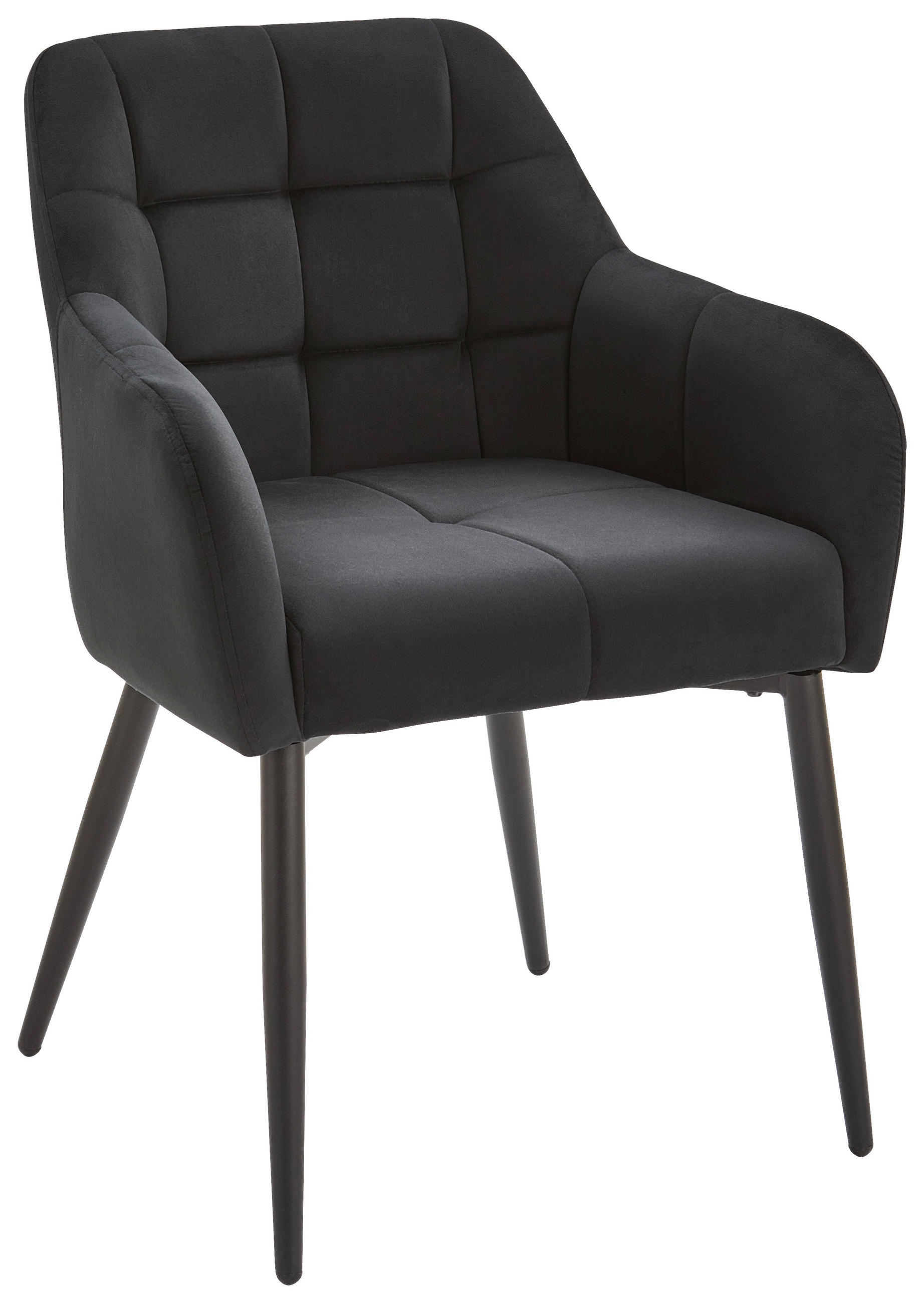 Scaun Cu Brațe din metal, textil, negru, gri închis