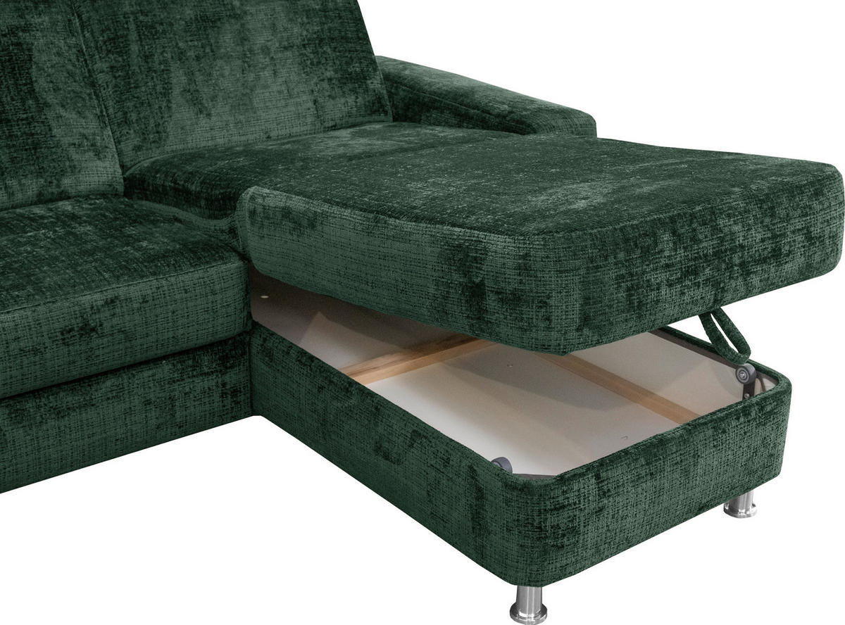 SEDACIA SÚPRAVA, textil, zelená - zelená/chrómová, Design, textil/plast (198/301/165cm) - Xora