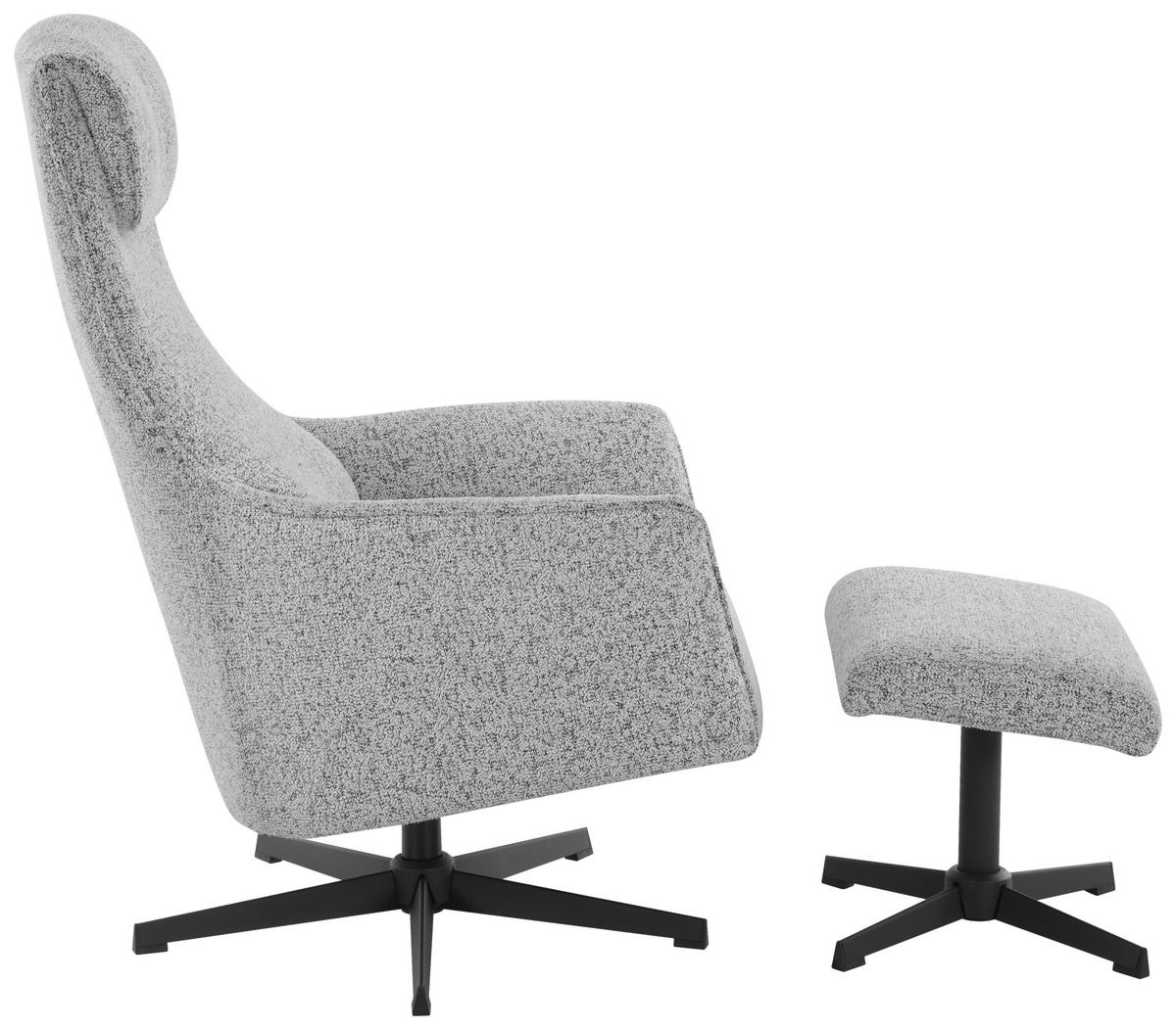RELAXSESSELSET Mikrofaser Relaxfunktion    - Greige/Schwarz, Design, Textil/Metall (76/110/85.5cm) - Welnova