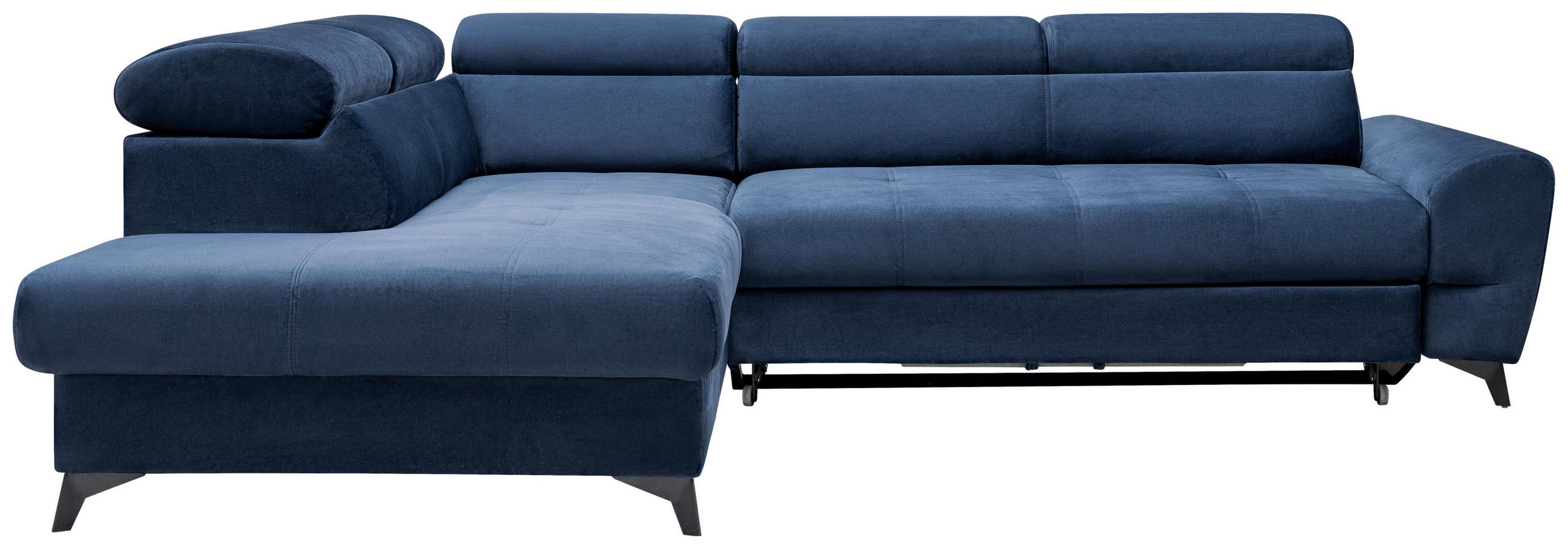 ECKSOFA Dunkelblau Velours  - Schwarz/Dunkelblau, MODERN, Textil/Metall (212/272cm) - MID.YOU