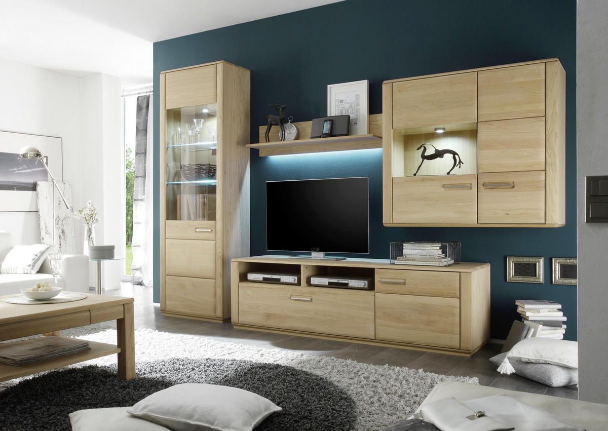 HÄNGEVITRINE in Eichefarben   - Eichefarben/Silberfarben, Design, Glas/Holz (107/98/38cm) - Livetastic