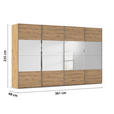 SCHWEBETÜRENSCHRANK  in Eiche Artisan  - Chromfarben/Eiche Artisan, Design, Glas/Holzwerkstoff (361/223/68cm) - Novel