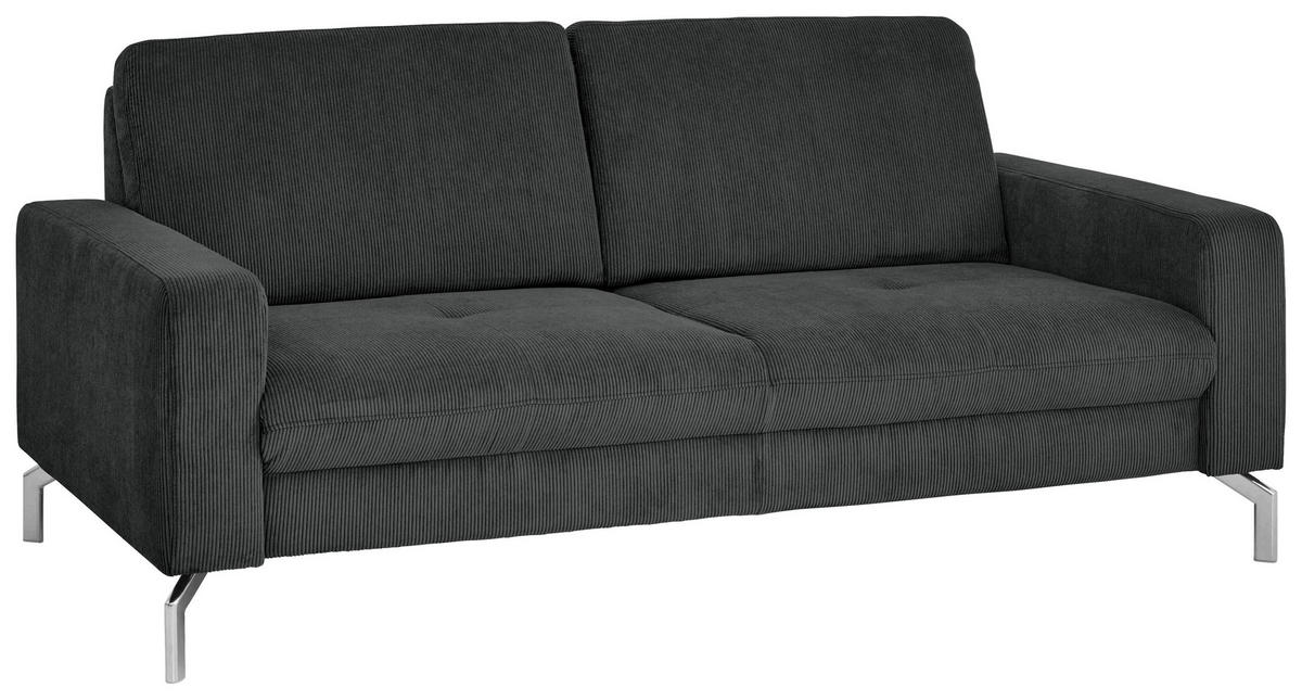 3-SITZER-SOFA Feincord Anthrazit  - Chromfarben/Anthrazit, Design, Textil/Metall (194/87/105cm) - Beldomo Style