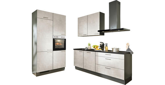 ECKKÜCHE 120/220 cm in Graphitfarben, Schwarz, Weiß - Schwarz/Graphitfarben, Design, Holzwerkstoff/Metall (120/220cm) - Xora