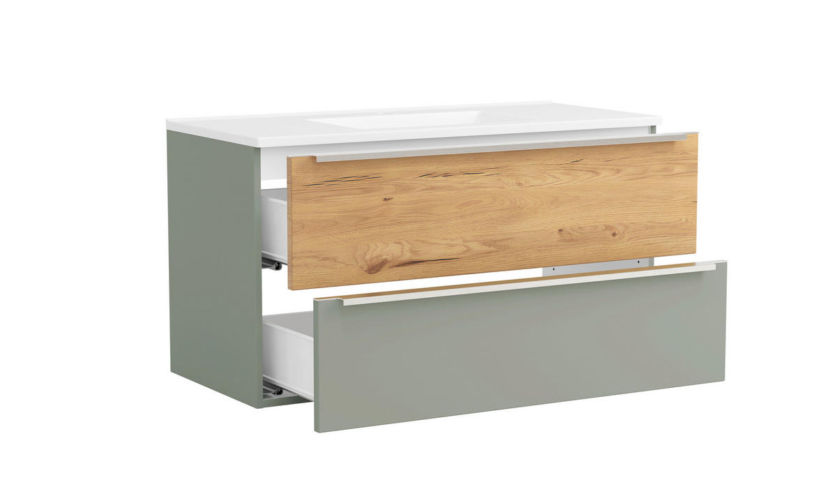 BADEZIMMER 2-teilig  in  - Schilfgrün/Wildeiche, Trend, Glas/Holzwerkstoff (100/200/47cm) - Held