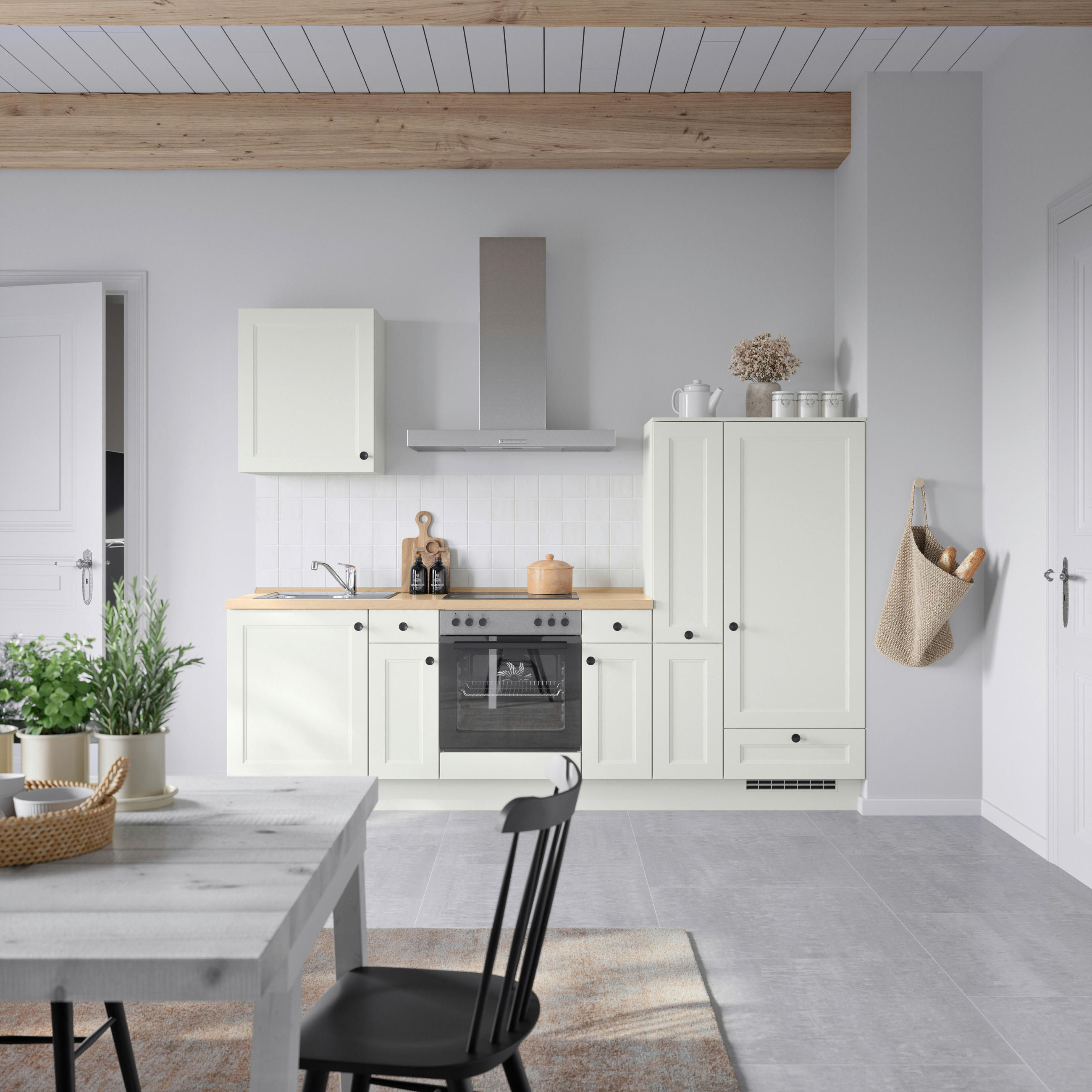 KÜCHENBLOCK Cascada 270 cm  in Weiß, Eichefarben  - Eichefarben/Schwarz, MODERN, Holzwerkstoff/Metall (270cm) - Nobilia