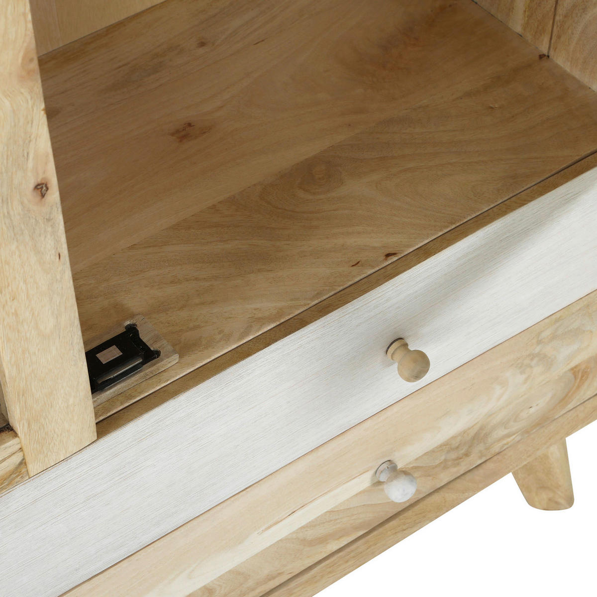 VITRINE Kata in massiv Mangoholz Naturfarben, Weiß  - Naturfarben/Weiß, Design, Glas/Holz (100/180/41cm) - Landscape